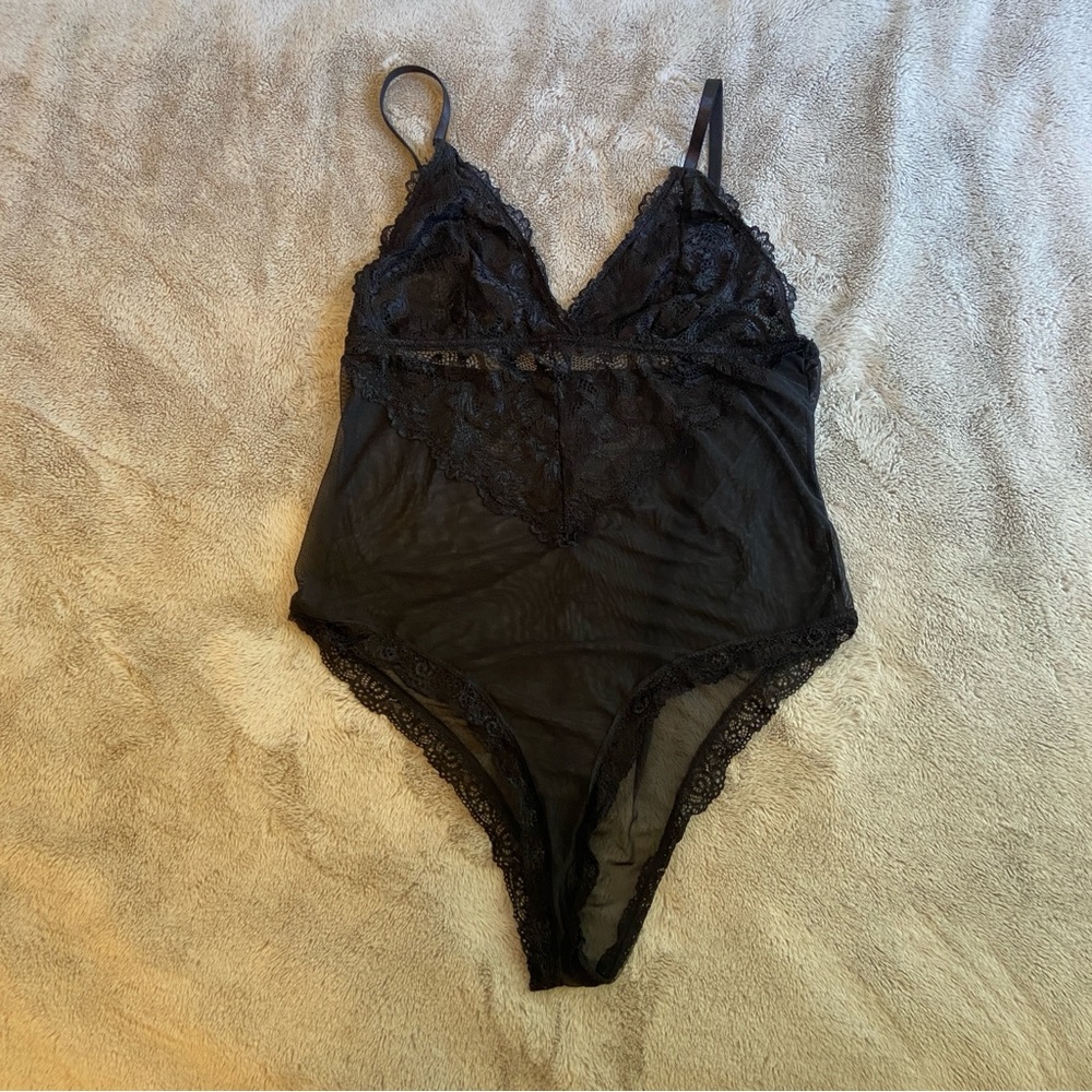 Vintage Black Lace bodysuit teddy